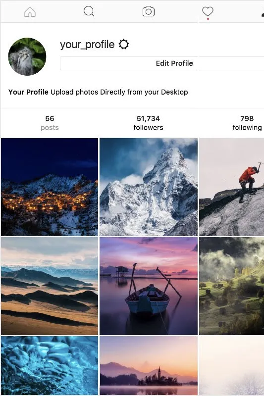 There is an app that allows you to upload to Instagram from your desktop! 0