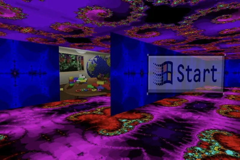 The Windows 95 tribute game traps you in the 3D maze screensaver