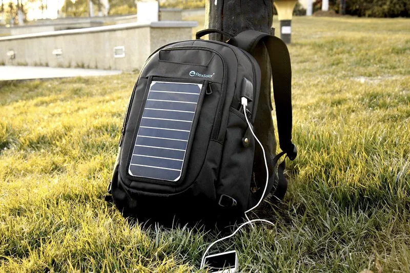 A backpack with a removeable solar charger