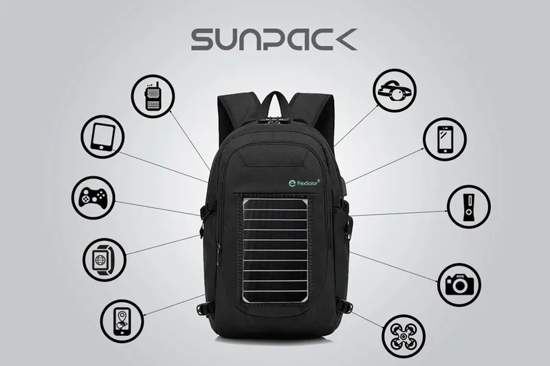 A backpack with a removeable solar charger