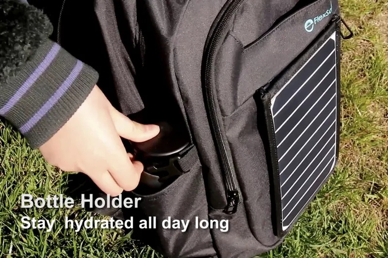 A backpack with a removeable solar charger