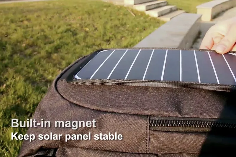 A backpack with a removeable solar charger