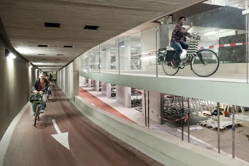 This is the world's largest bike parking garage!! 0